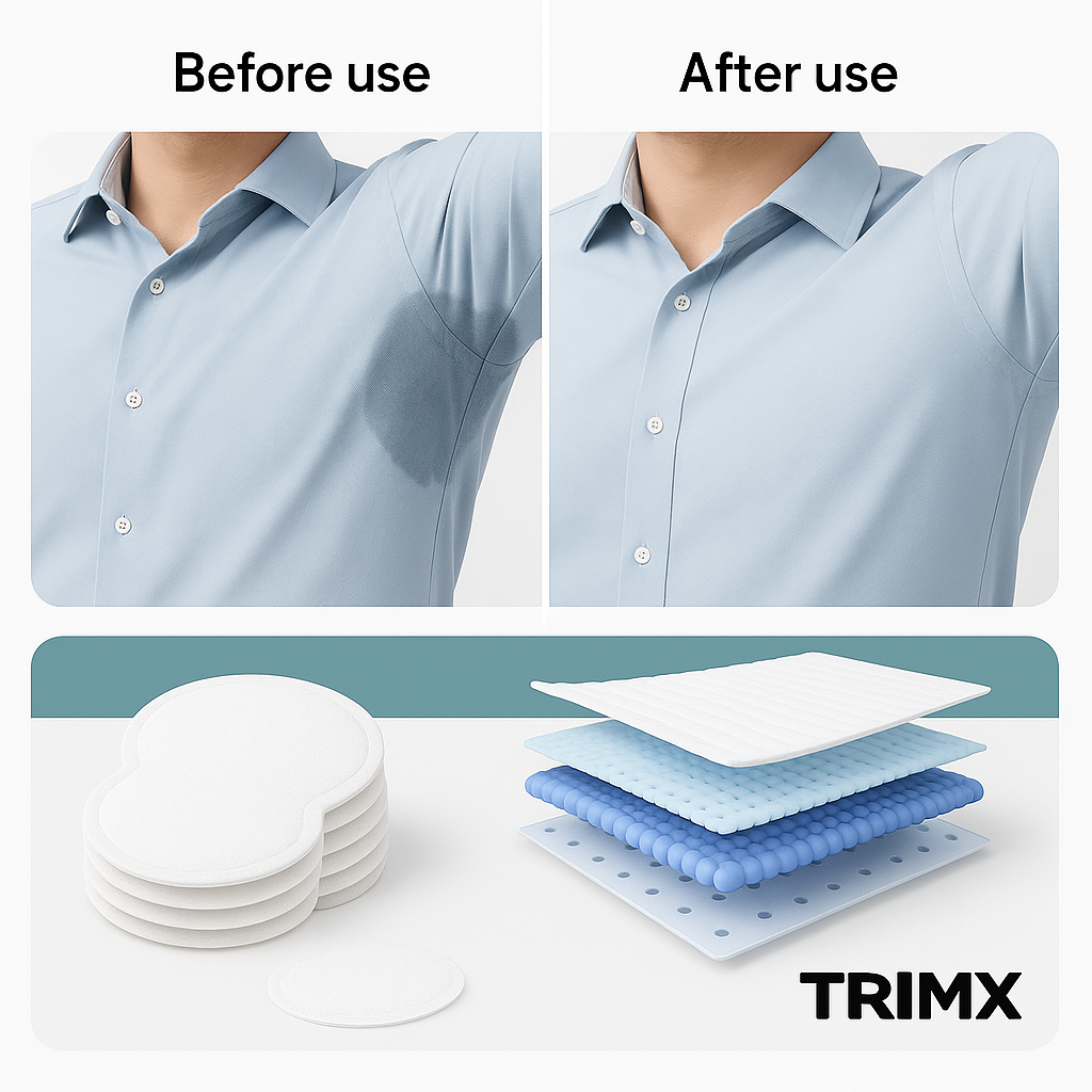 TrimX™ Underarm Sweat Pads: Invisible, Disposable Protection for Sweat & Odor Control